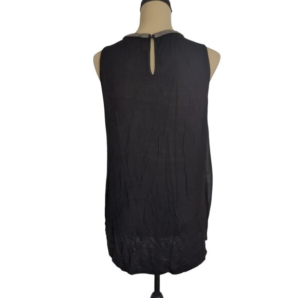 Black Sleeveless Blouse with Sequence Neckline Size XL - Picture 3 of 4